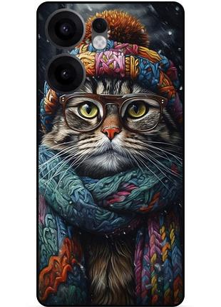 Чехол силиконовый бампер для oppo reno 13f с рисунком кошечка