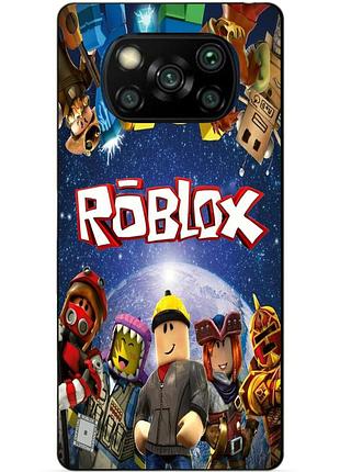 Силиконовый бампер чехол для xiaomi poco x3 с рисунком роблокс roblox