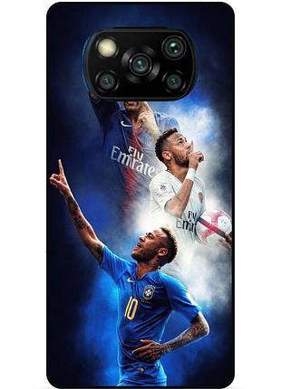 Силиконовый бампер чехол для xiaomi poco x3 с рисунком неймар neymar