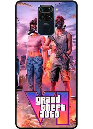Силиконовый чехол бампер для xiaomi redmi note 9 gta гта