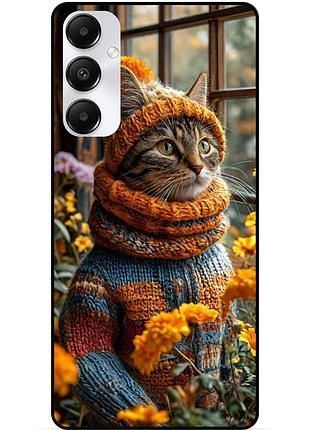 Силіконовий бампер чохол для samsung s25 з малюнком котик в квітах