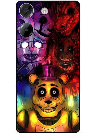 Силиконовый бампер чехол для tecno camon 20 pro с рисунком фредди freddy аниматроники