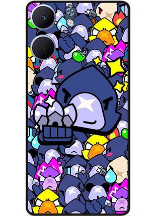 Силіконовий чохол бампер для oppo a5x стікери бравл ворон brawl