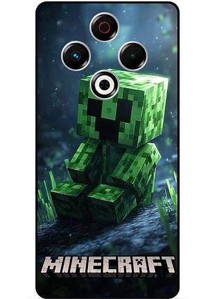 Силіконовий чохол бампер для tecno spark 30 (kl6) стів minecraft кріпер майнкрафт