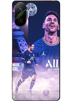 Чехол силиконовый бампер для xiaomi poco f7 с рисунком messi psg месси