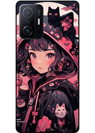 Чехол силиконовый бампер для xiaomi 11t с рисунком котики аниме