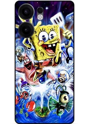 Силиконовый чехол бампер для oppo reno 13fs с картинкой sponge bob губка боб