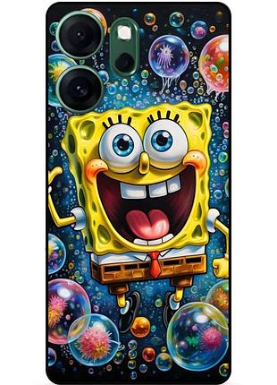 Силиконовый бампер чехол для oppo reno 14f с картинкой губка боб sponge bob