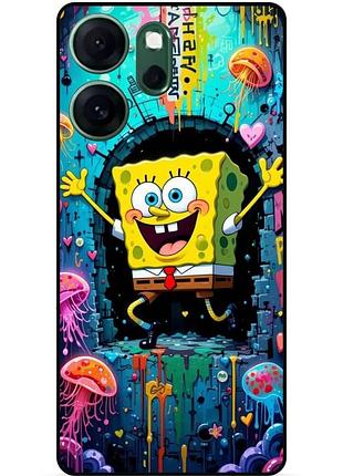 Силиконовый чехол бампер для oppo reno 14f с картинкой sponge bob губка боб