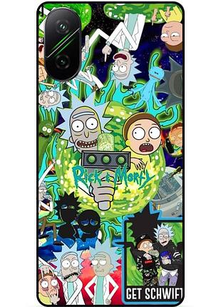 Силиконовый бампер чехол для xiaomi poco f7 с рисунком rick and morty рик и морти