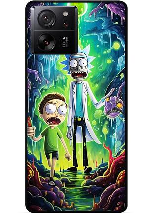 Силиконовый чехол бампер для xiaomi 13t с рисунком рик и морти rick and morty