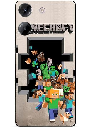Силиконовый бампер чехол для tecno camon 20 pro игра майнкрафт minecraft