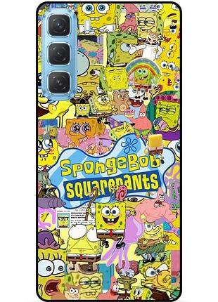 Силиконовый чехол бампер для infinix hot 60i с рисунком sponge bob губка боб