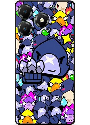 Силиконовый бампер чехол для zte blade a36 стикеры бравл ворон brawl