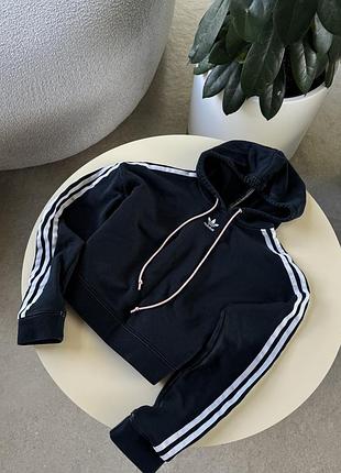 Темно-синій худі  adidas вкорочений жіночий худі світшот adidas