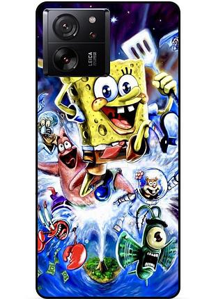 Силиконовый чехол бампер для xiaomi 13t с картинкой губка боб sponge bob