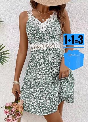 Сукня в квітковий принт з мереживом shein xl
