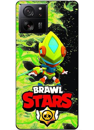 Силіконовий бампер чохол для xiaomi 13t з героєм бравл леон меха brawl