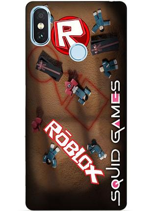 Силиконовый чехол бампер для xiaomi mi a2 lite с рисунком roblox игра в кальмара роблокс, xiaomi mi a2 lite