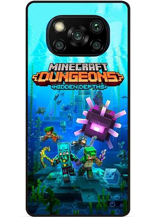 Силиконовый бампер чехол для xiaomi poco x3 с рисунком майнкрафт minecraft