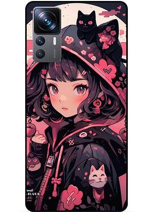 Чехол силиконовый бампер для xiaomi 12t с рисунком котики аниме