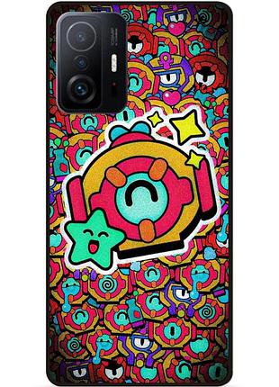 Силиконовый бампер чехол для xiaomi 11t стикеры бравл отис brawl