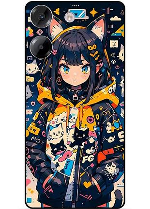 Силиконовый бампер чехол для tecno camon 20 pro с рисунком котики аниме