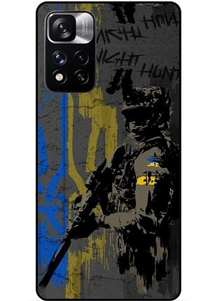 Силиконовый бампер чехол для xiaomi redmi note 11 pro plus 5g с рисунком зсу украина night hunter