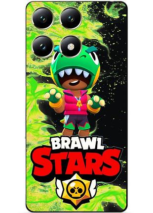 Силіконовий бампер чохол для xiaomi 14t з героєм бравл леон динозавр brawl