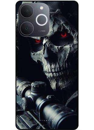 Чехол силиконовый бампер для realme note 70 с рисунком скелет череп