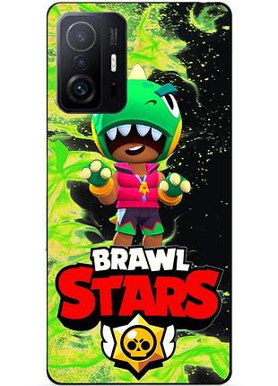 Силіконовий бампер чохол для xiaomi 11t з героєм бравл леон динозавр brawl
