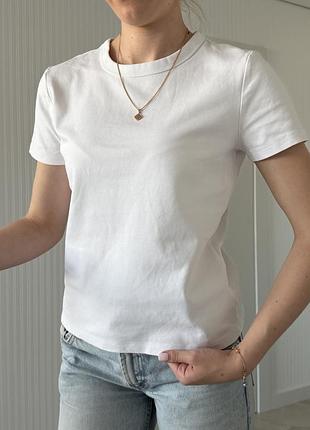 Базова футболка біла щільна тканина zara