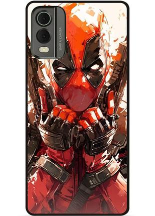 Силиконовый бампер чехол для nokia c32 с рисунком дэдпул deadpool