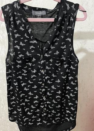 Легка літня сорочка без рукавів primark в принт метелики