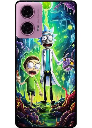 Силиконовый чехол бампер для motorola edge 50 fusion с рисунком рик и морти rick and morty