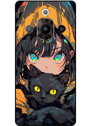Чехол силиконовый бампер для zte nubia focus pro с рисунком аниме котик