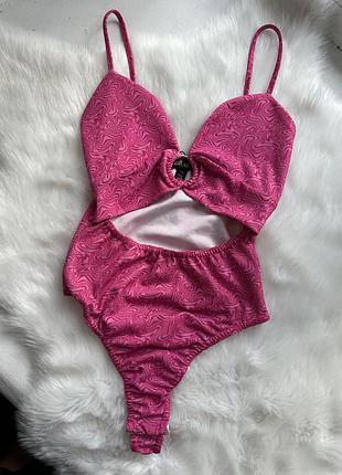 Яскравий рожевий суцільний купальник pink vanilla  s 36