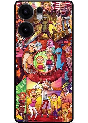 Силиконовый чехол бампер для oppo reno 13fs с картинкой rick and morty рик и морти