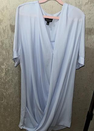 Ніжно-блакитна блуза-туніка topshop на запах