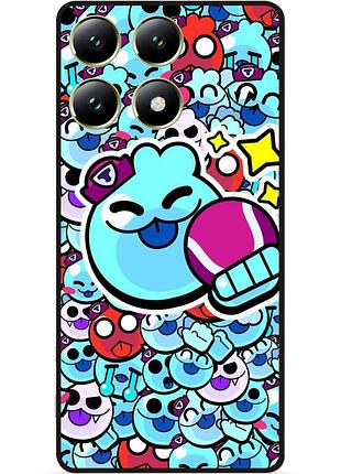 Силиконовый бампер чехол для xiaomi 14t стикеры бравл скуик brawl