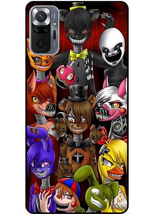 Силиконовый бампер чехол для xiaomi redmi note 10 pro с рисунком freddy аниматроники фредди