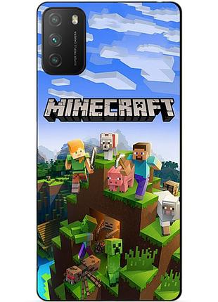 Силіконовий чохол бампер для xiaomi poco m3 з малюнком minecraft майнкрафт