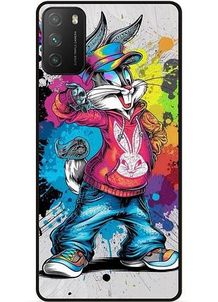 Силіконовий бампер чохол для xiaomi poco m3 з малюнком багз банни marvel