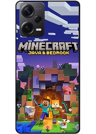 Силиконовый бампер чехол для xiaomi redmi note 12 pro 5g с картинкой майнкрафт minecraft