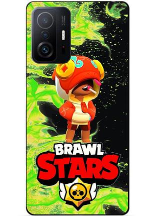 Чехол силиконовый бампер для xiaomi 11t с героем бравл леон удачливый brawl