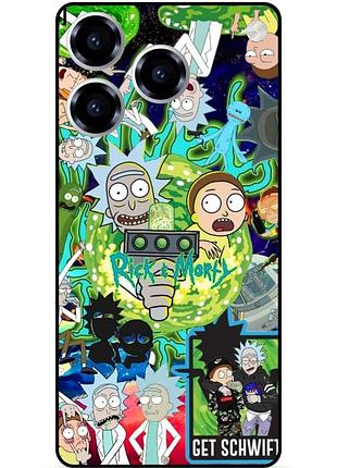 Силиконовый бампер чехол для zte blade a76 с рисунком rick and morty рик и морти