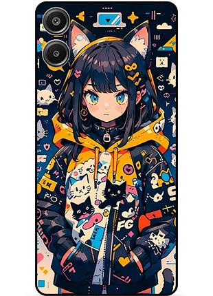 Силіконовий бампер чохол для samsung a07 з малюнком котики аніме