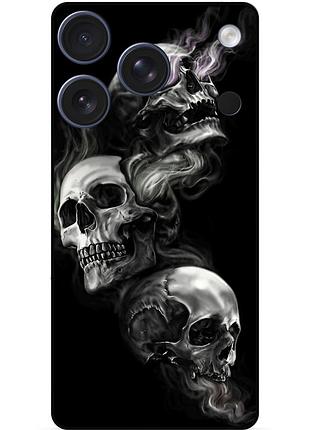 Силиконовый чехол бампер для iphone 17 pro max с рисунком скелет череп