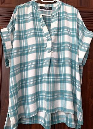 Блуза жіноча primark в клітинку віскоза l xl 💙🤍🤎