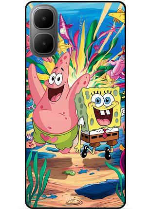 Силиконовый бампер чехол для infinix smart 10 с картинкой sponge bob губка боб
